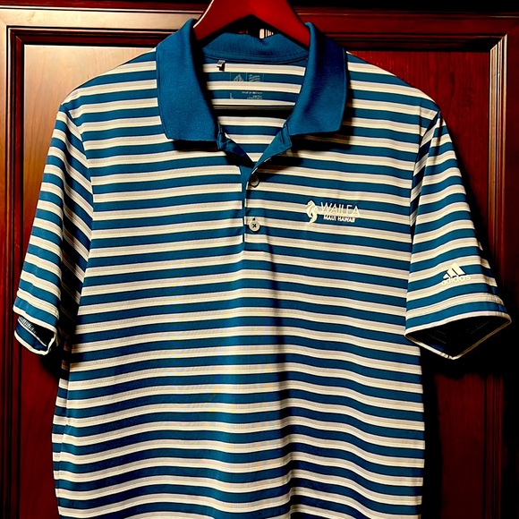 adidas Originals Other - Adidas Rare Wailea Maui Hawaiian Striped Tournament Golf Polo Green,Gray & White